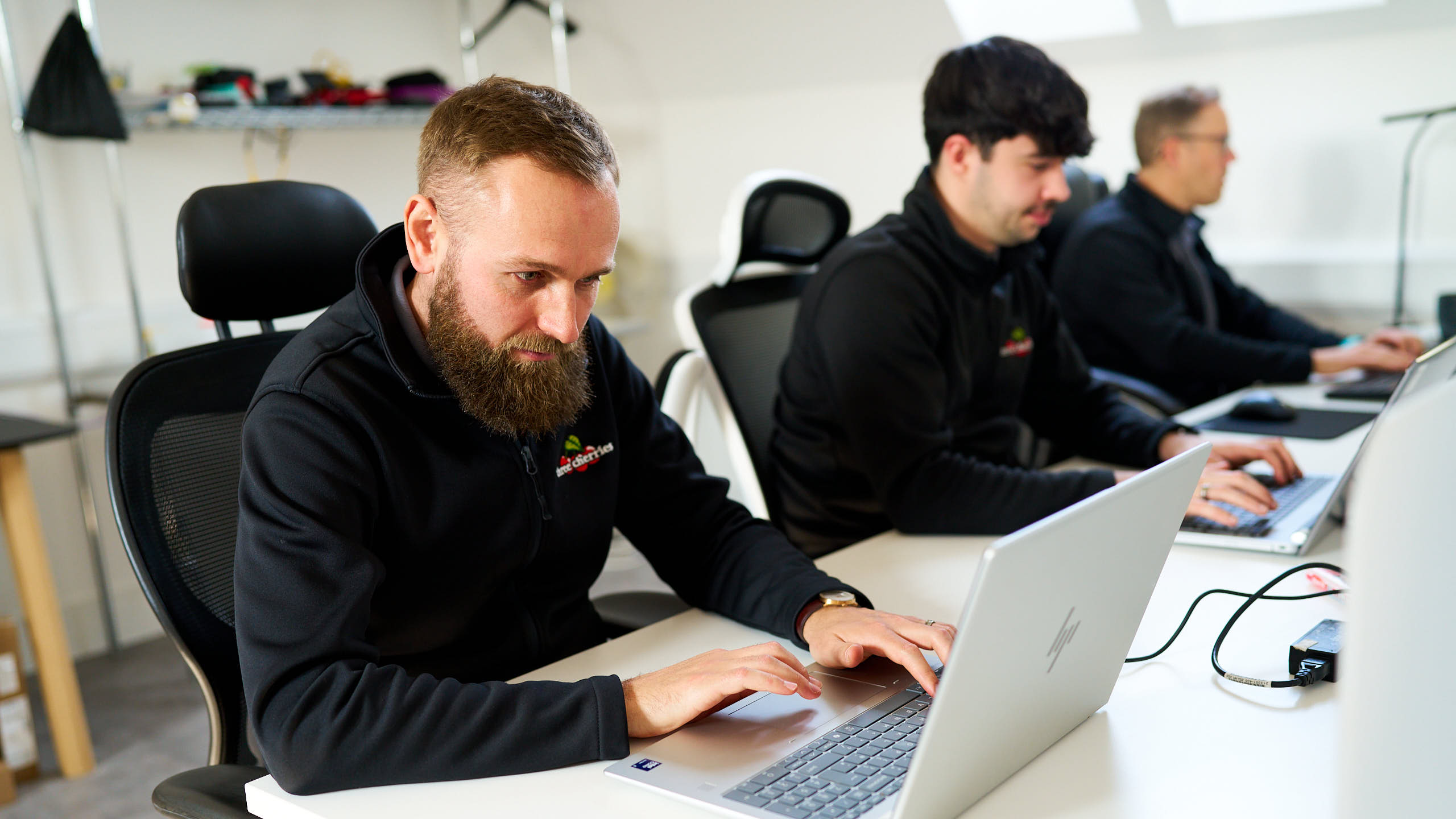 A man on a laptop